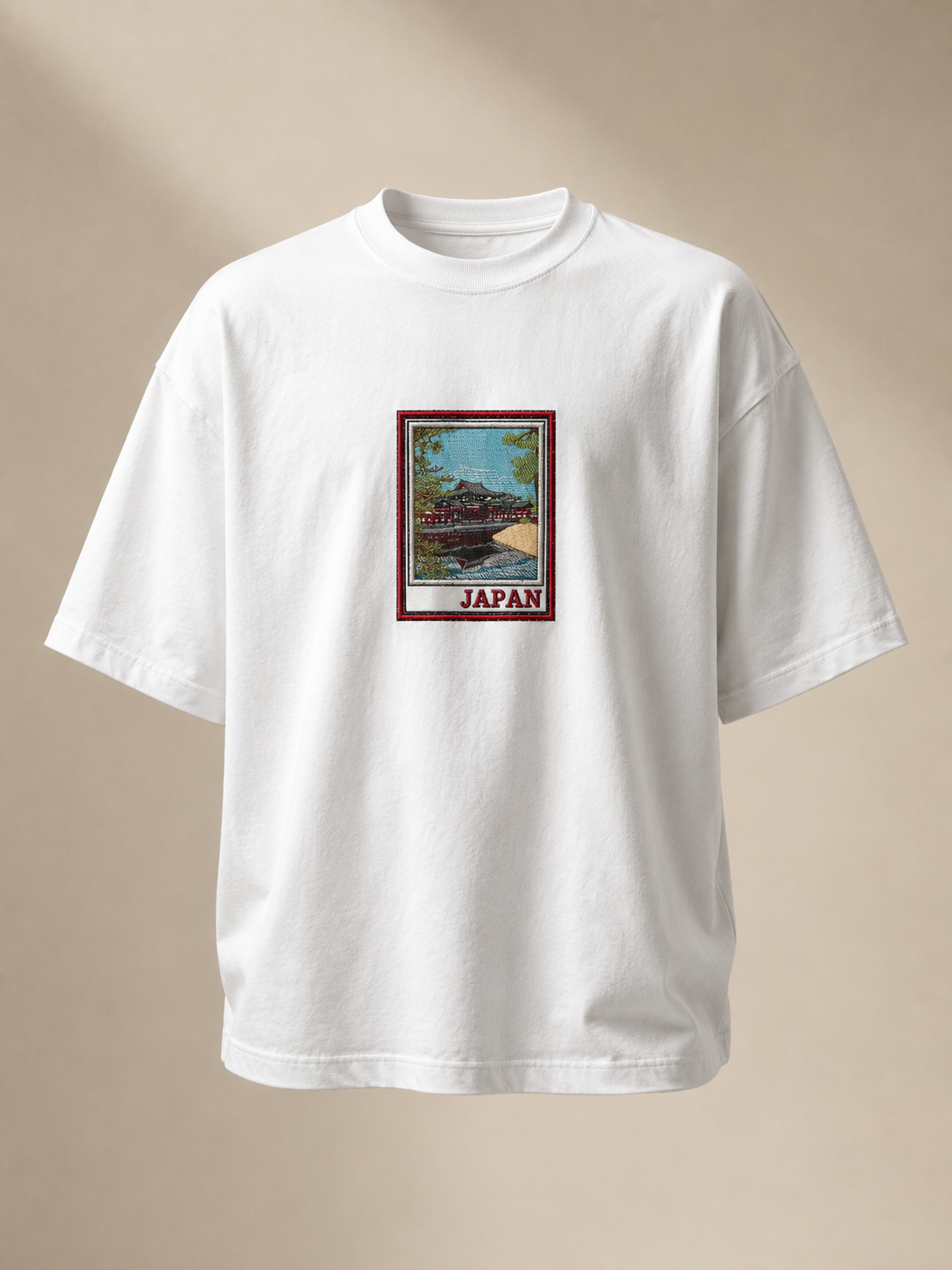 Japan Postcard Oversized Tee — White