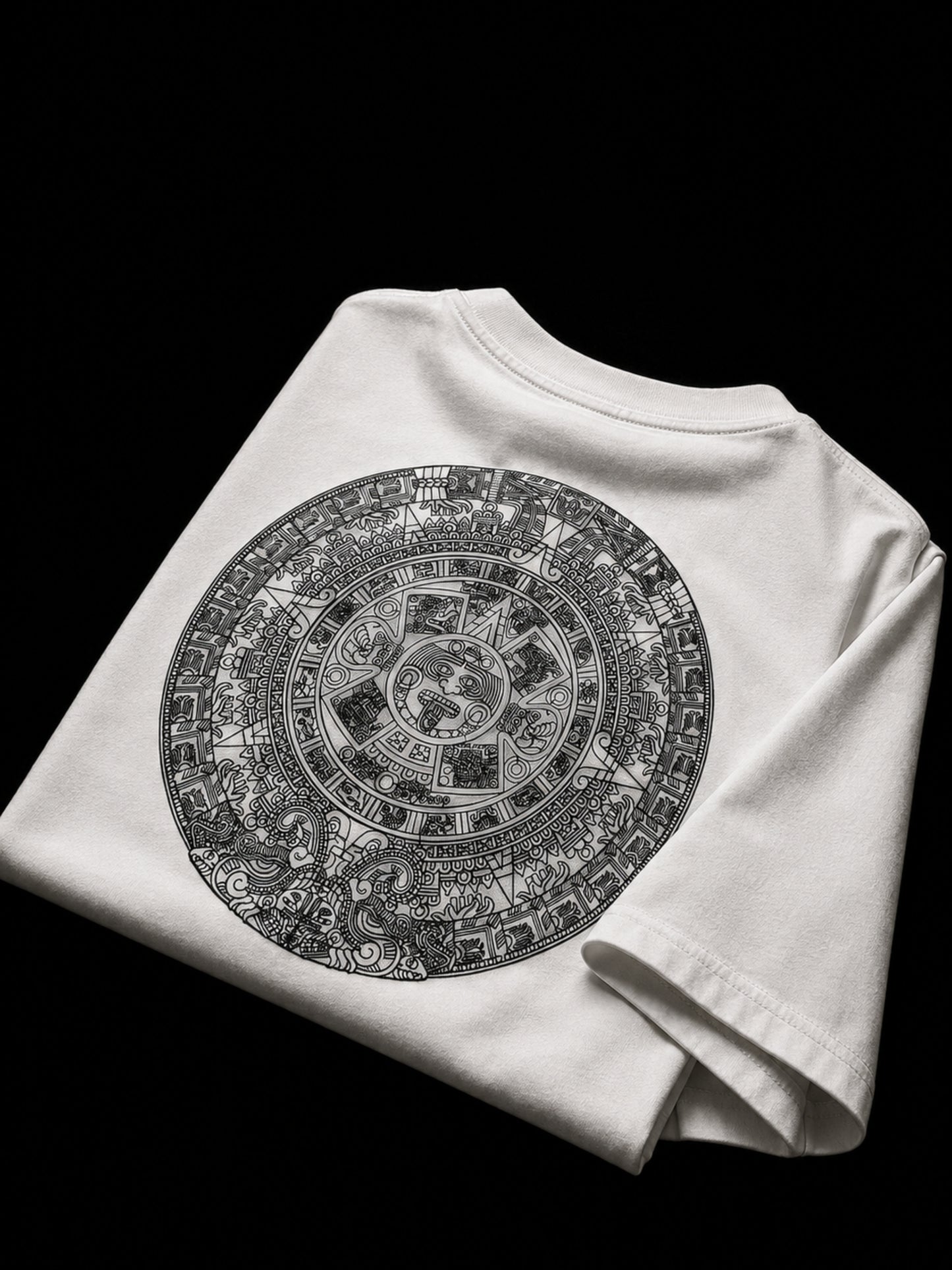 Aztec Sun Stone Oversized Tee — White