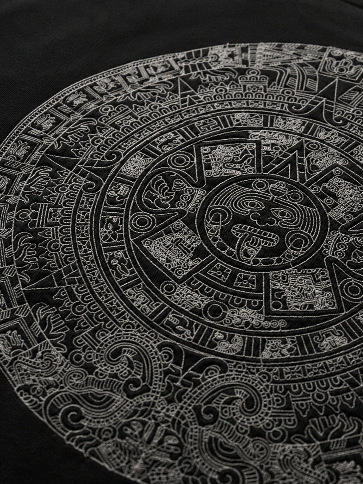 Aztec Sun Stone Oversized Tee — Black