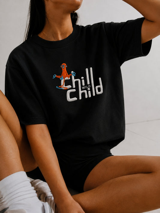 Chill Wild Child Heavyweight Tee — Black