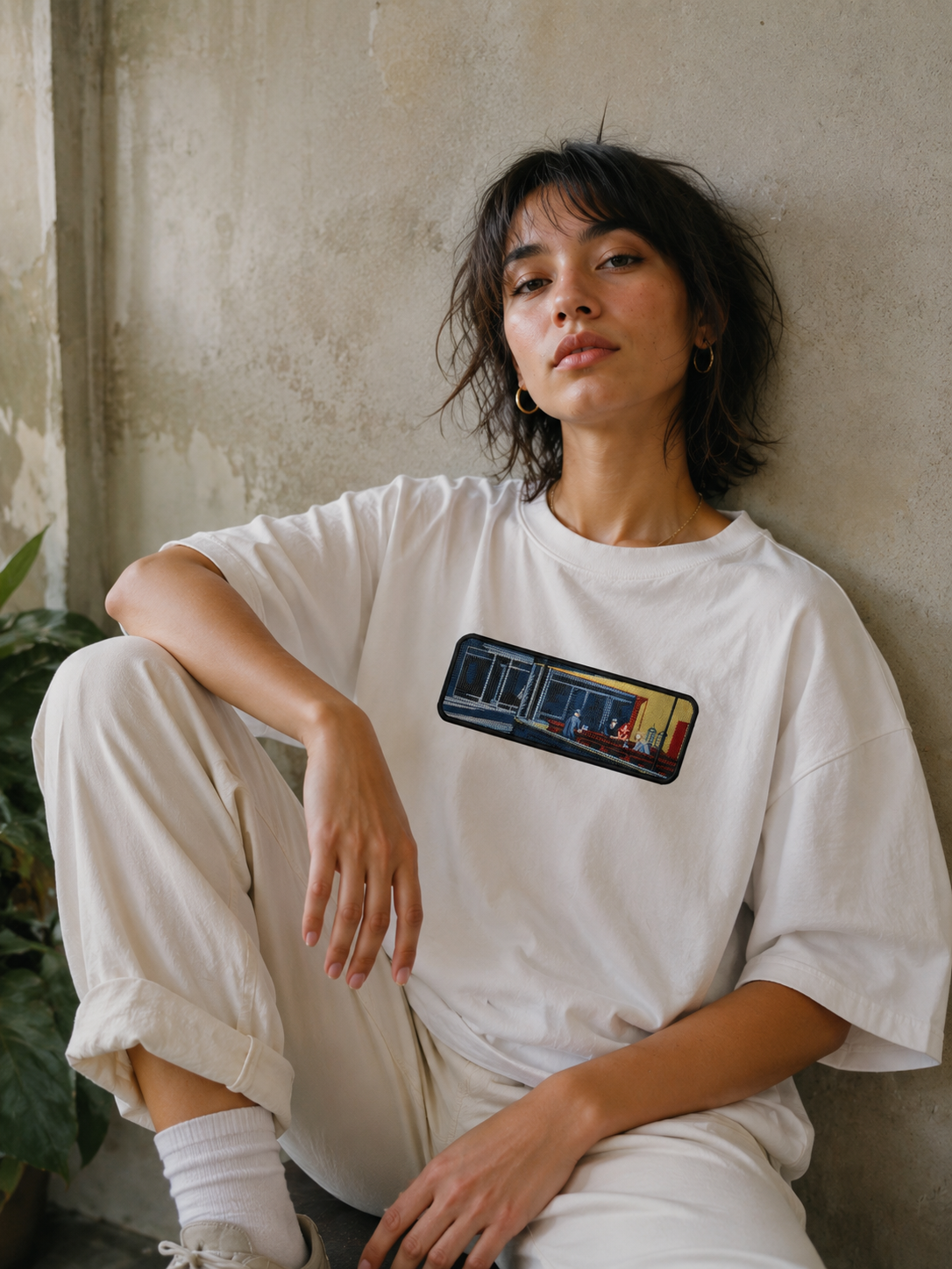 Nighthawks Oversized Tee — White