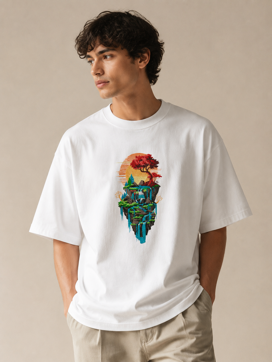 Floating Isle Oversized Tee — White