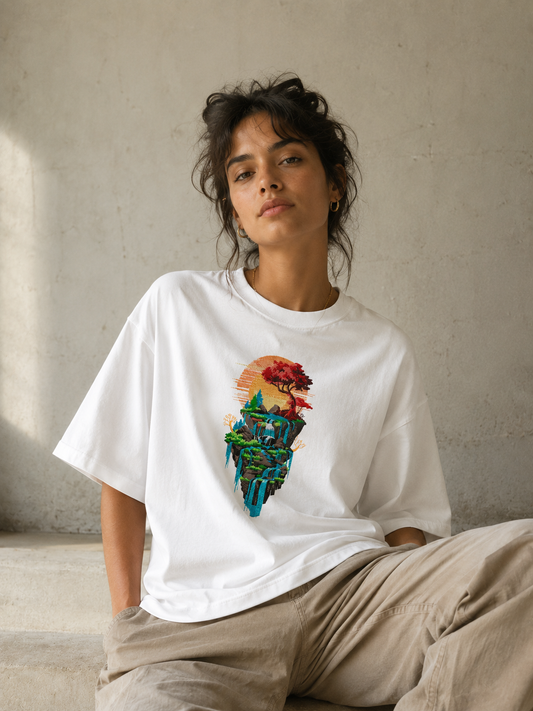 Floating Isle Oversized Tee — White