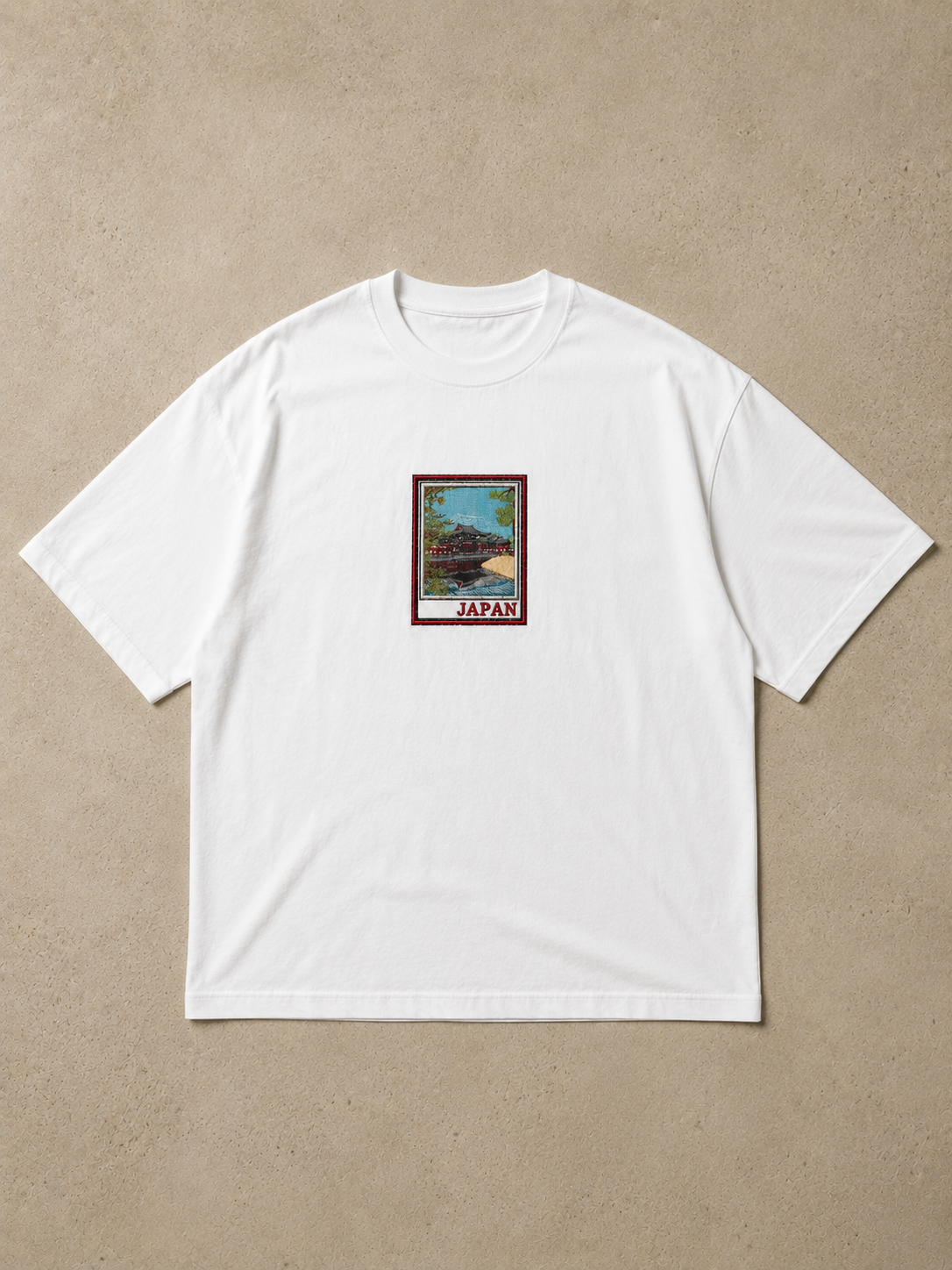 Japan Postcard Oversized Tee — White
