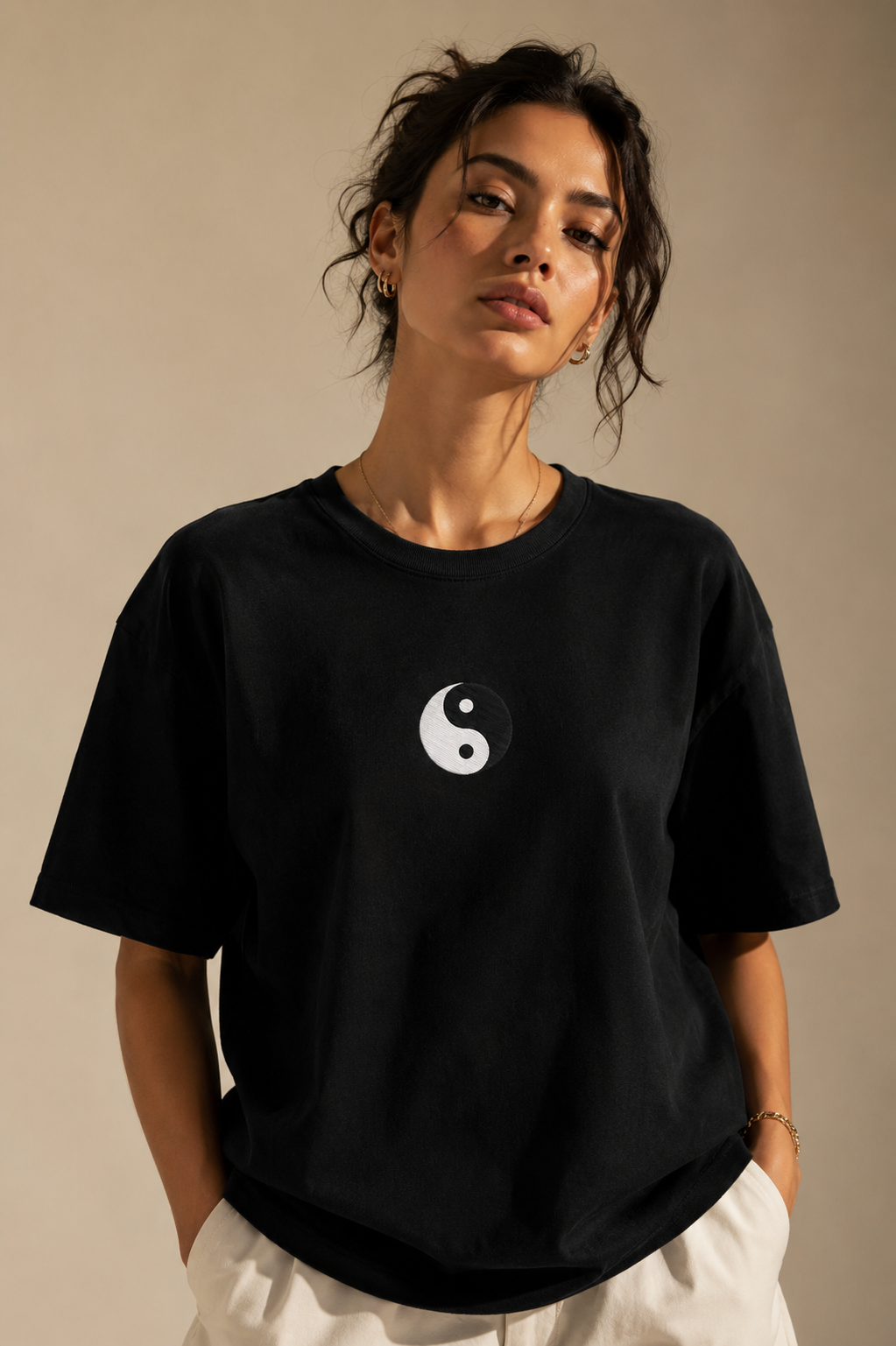 Yin Yang Oversized Tee — Black