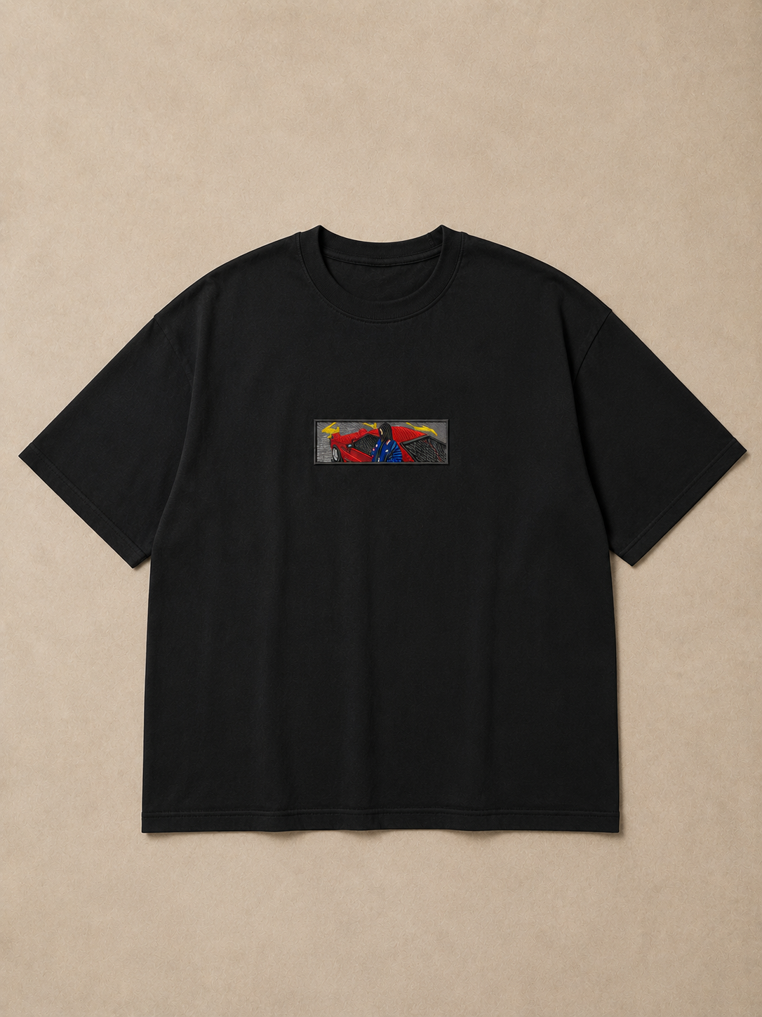 Midnight Drive Oversized Tee — Black
