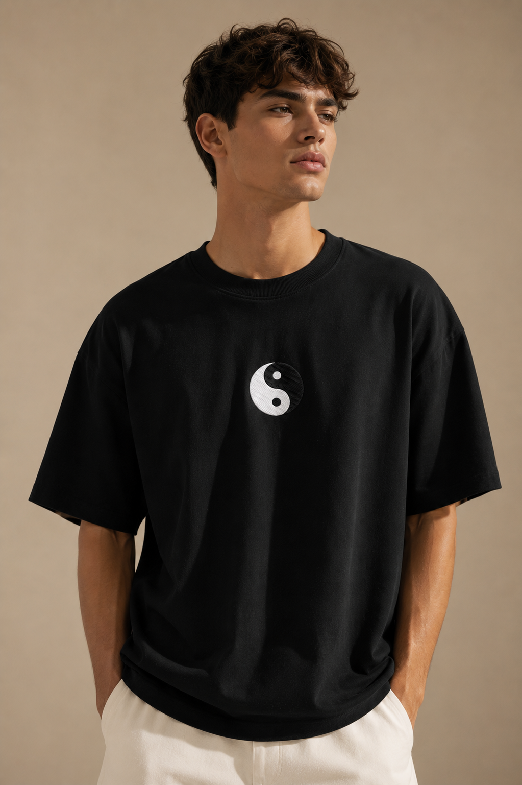 Yin Yang Oversized Tee — Black