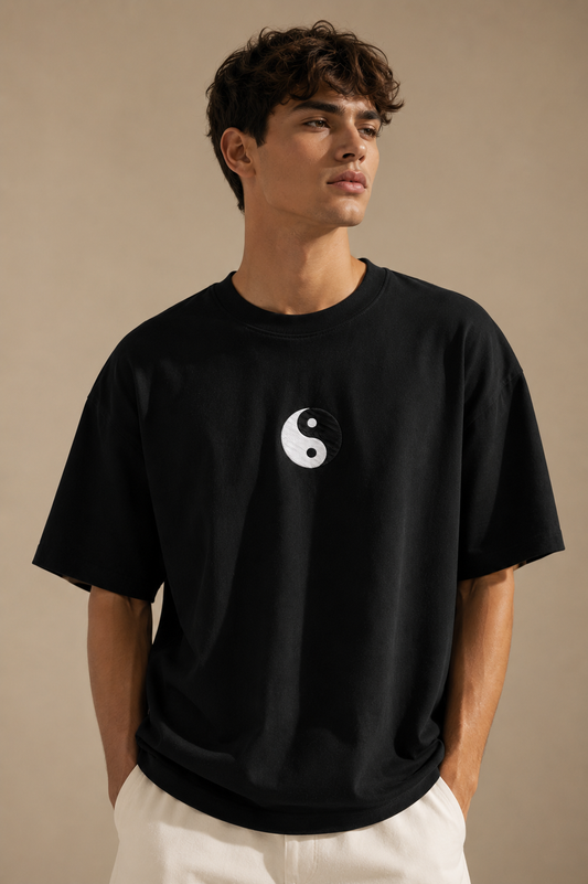 Yin Yang Oversized Tee — Black