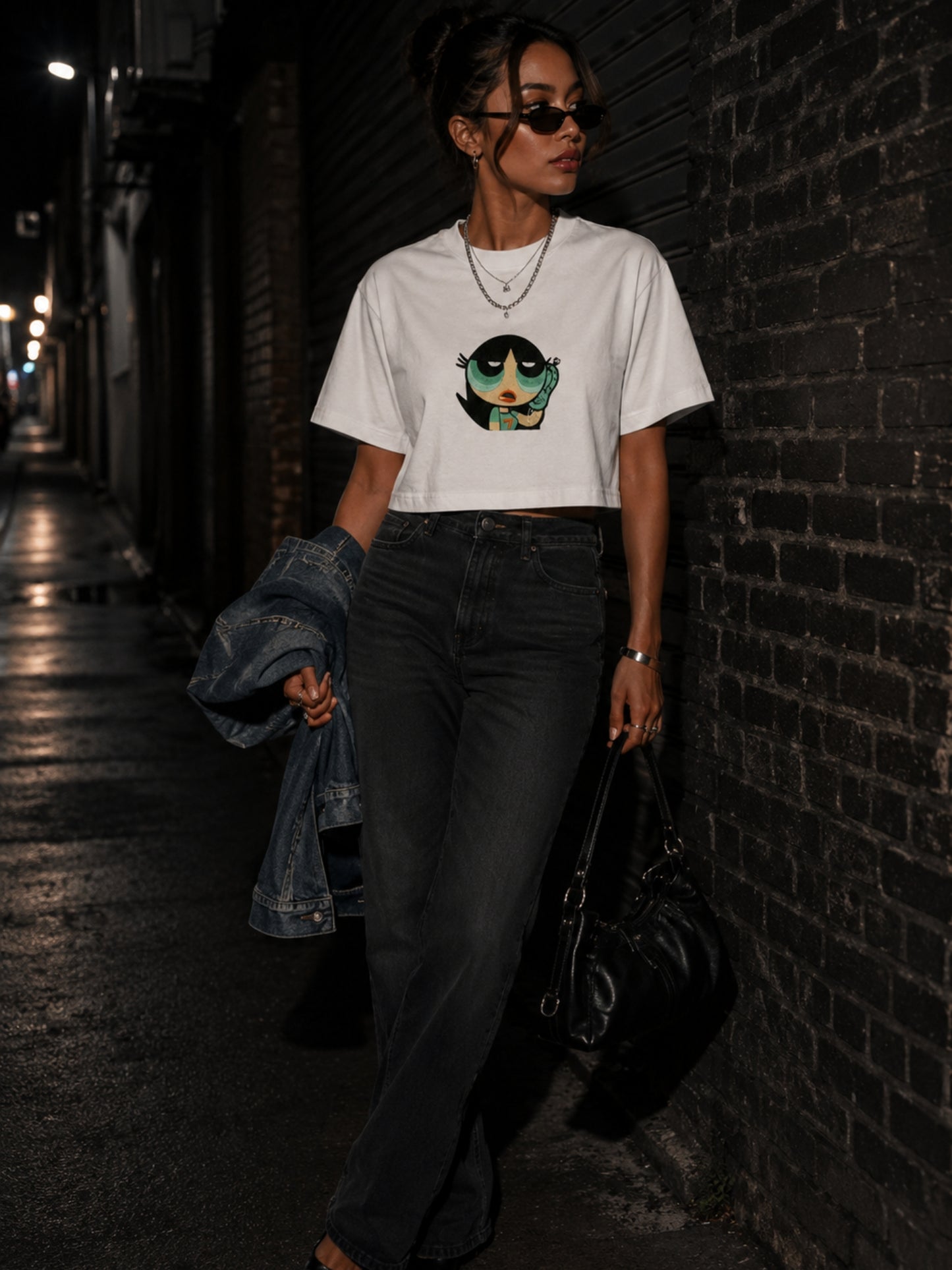Powderpuff Girls Crop Tee — White