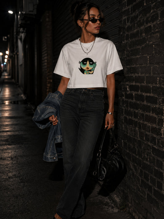 Powderpuff Girls Crop Tee — White
