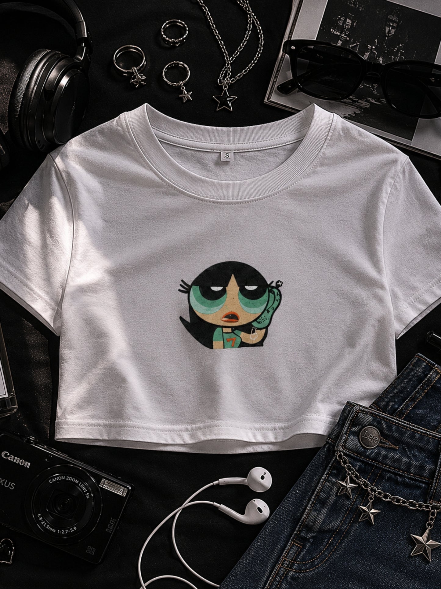 Powderpuff Girls Crop Tee — White