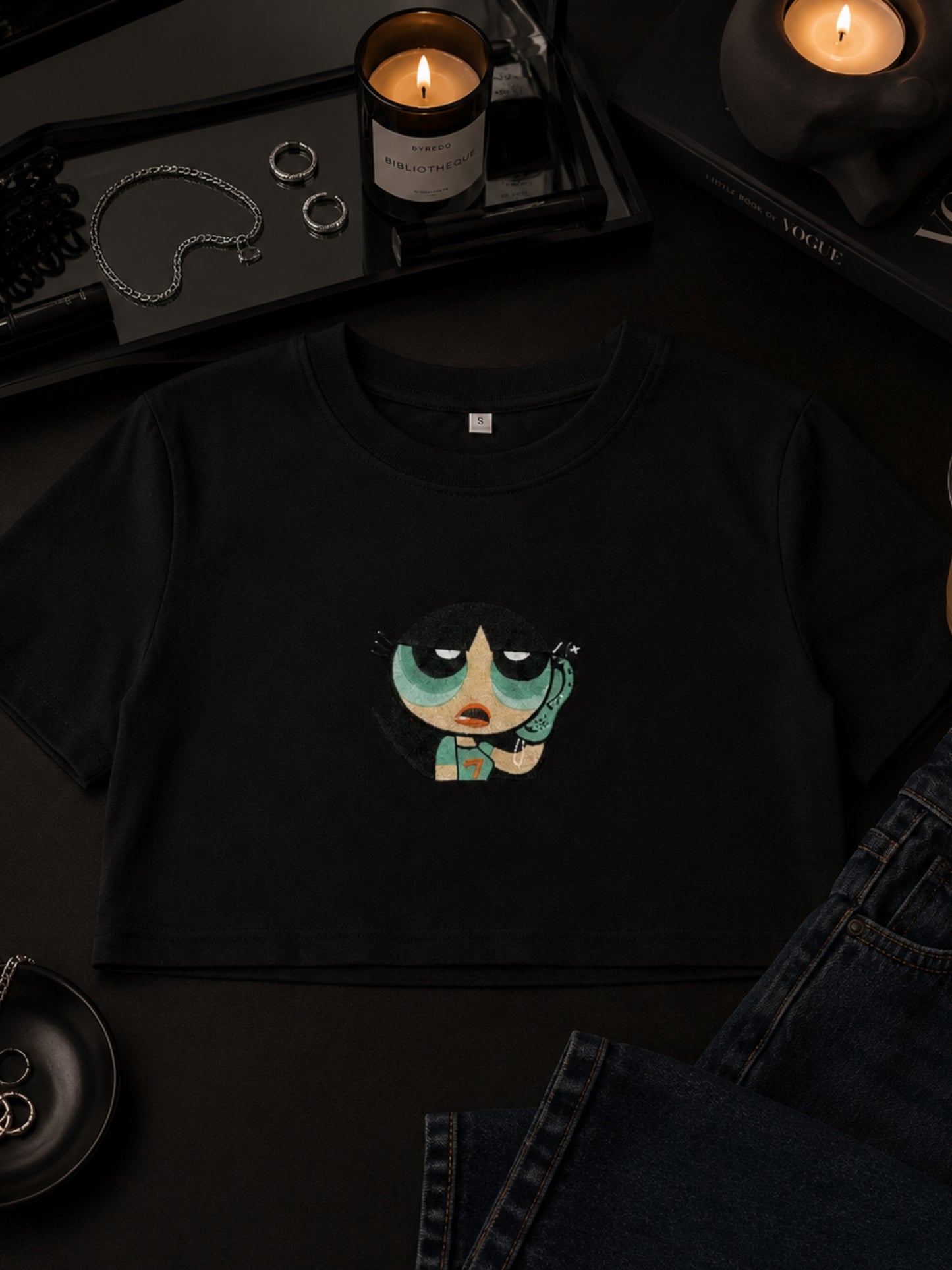 Powderpuff Girls Crop Tee — Black
