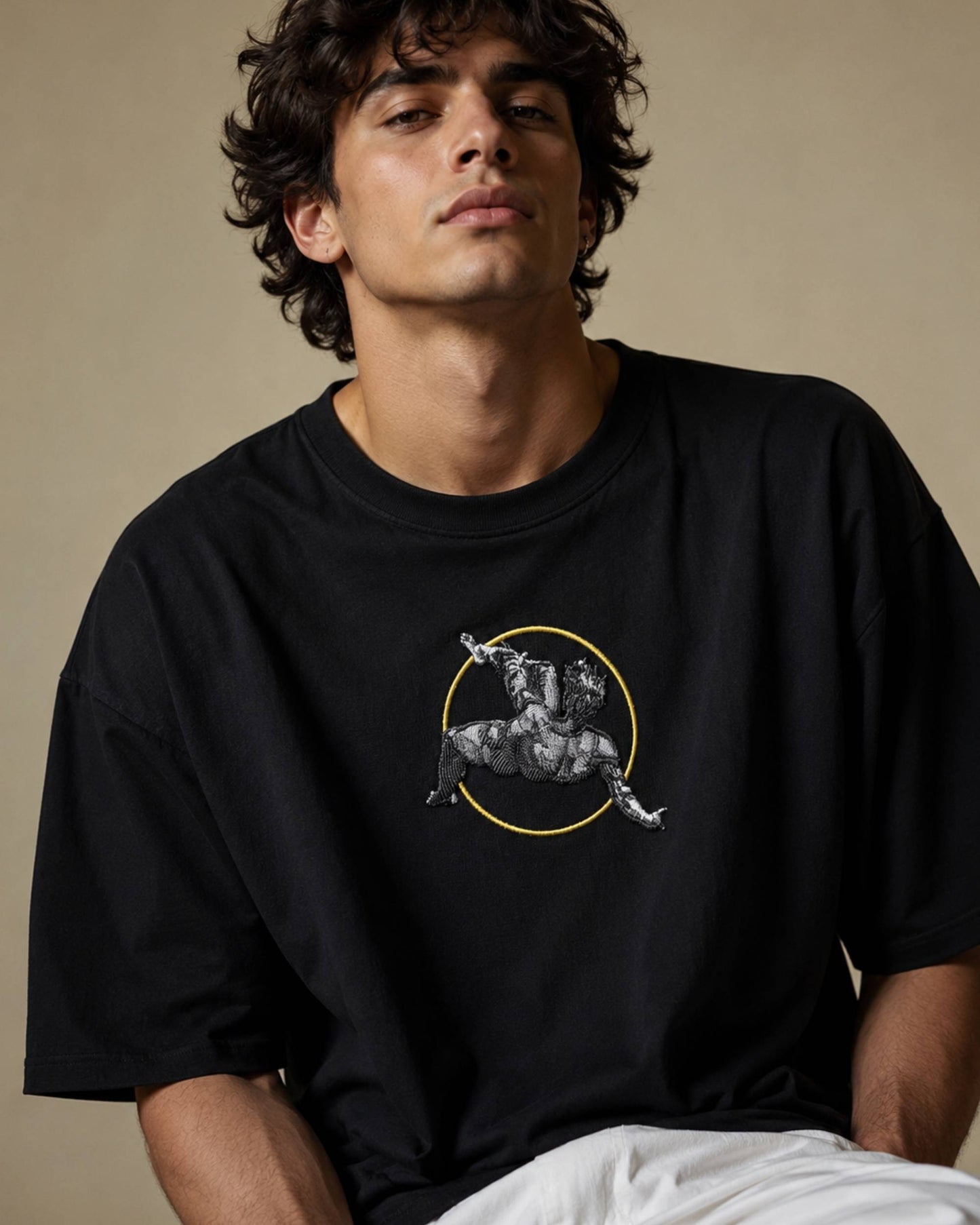 Fallen Angel Oversized Tee — Black
